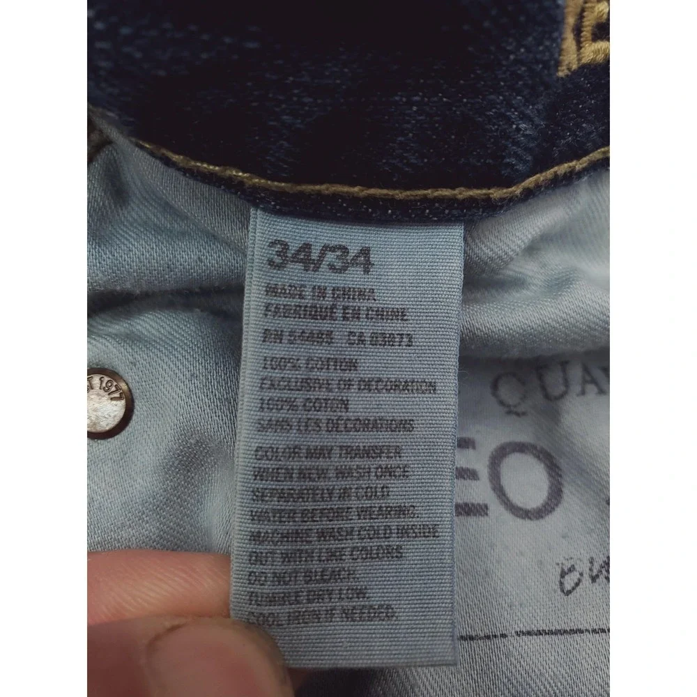 American Eagle Jeans Mens 34x34 Blue Relaxed Straight Distressed Denim Pants